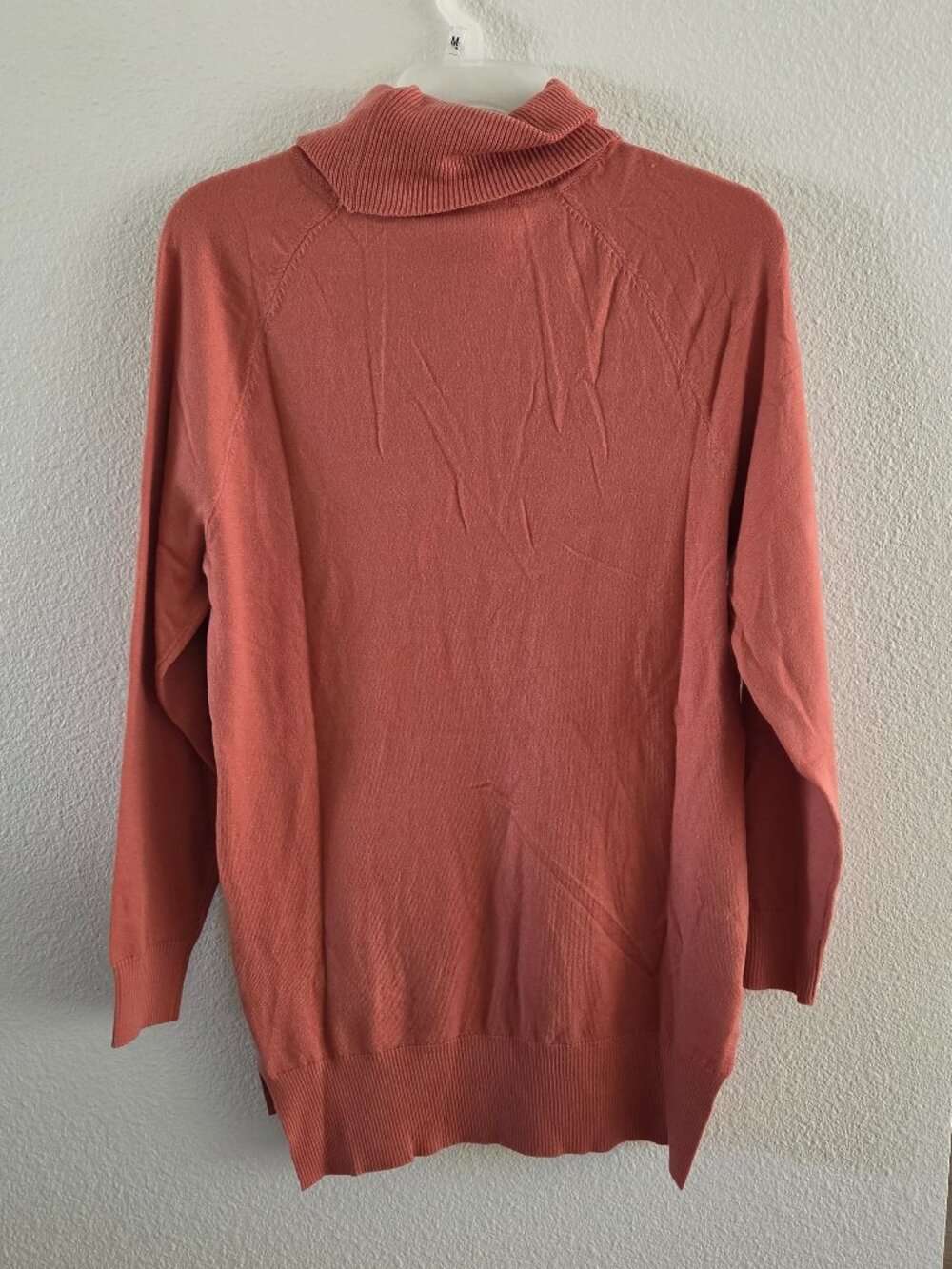 Women's Small Rose Pink Long Sleeve Cowl Neck Sweater Side Slit NWT
